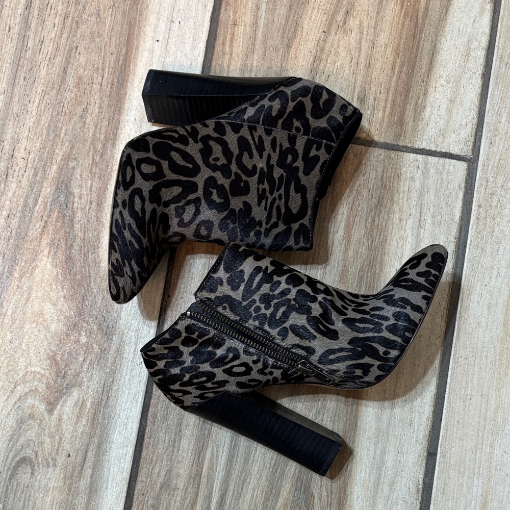 Aldo Black Leopard Ankle Booties
